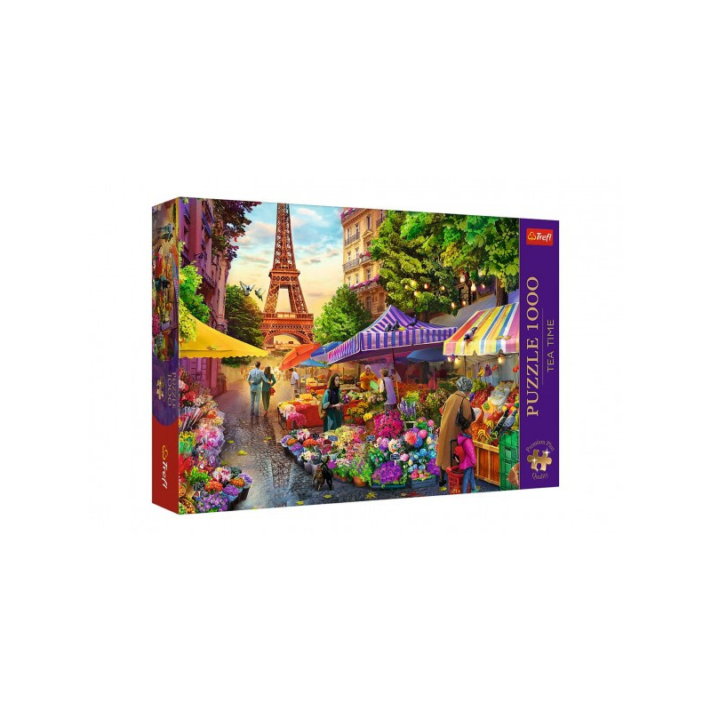 Puzzle Premium Plus - Čajový čas: Kvetinový trh, Paríž 1000 dielikov 68,3x48cm v krabici 40x27x6cm