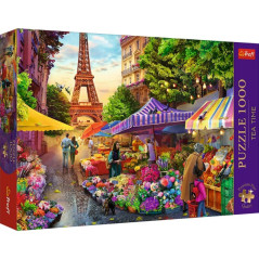 Puzzle Premium Plus - Čajový čas: Kvetinový trh, Paríž 1000 dielikov 68,3x48cm v krabici 40x27x6cm