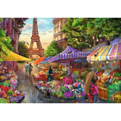 Puzzle Premium Plus - Čajový čas: Kvetinový trh, Paríž 1000 dielikov 68,3x48cm v krabici 40x27x6cm