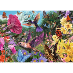 Puzzle Premium Plus - Čajový čas: Záhrada kolibríkov 1000 dielikov 68,3x48cm v krabici 40x27x6cm