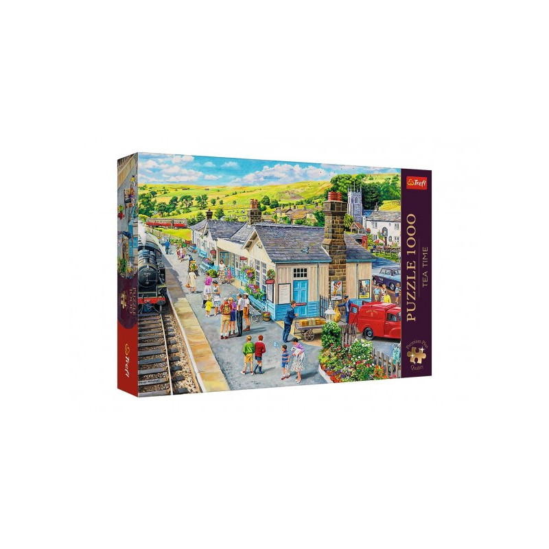 Puzzle Premium Plus - Čajový čas: Vlaková stanica 1000 dielikov 68,3x48cm v krabici 40x27x6cm