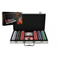 Poker sada 300ks + karty + kocky v hliníkovom kufríku v krabici 40x24x8cm