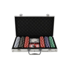 Poker sada 300ks + karty + kocky v hliníkovom kufríku v krabici 40x24x8cm