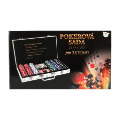 Poker sada 300ks + karty + kocky v hliníkovom kufríku v krabici 40x24x8cm