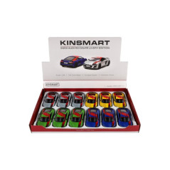 Auto Kinsmart 2020 Audi R8 Coupé 1:36 kov/plast 12,5 cm 4 farby na spätné natiahnutie 12ks v boxe