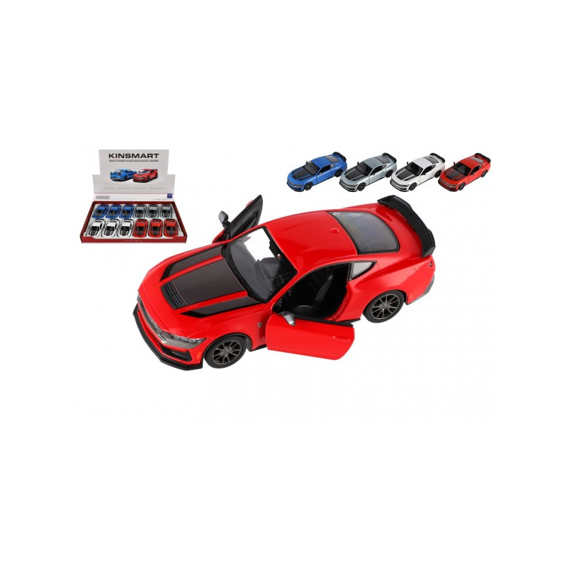 Auto Kinsmart 2024 Ford Mustang Dark Horse 1:38 kov/plast 12,5 cm 4 farby na spätné nat. 12ks v boxu