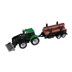 Traktor s vlekom 2ks plast 17cm na voľný chod v krabičke 20x34x7,5cm