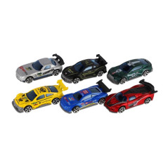 Auto závodné 6ks kov/plast 8cm na voľný chod v krabičke 10,5x27x4cm