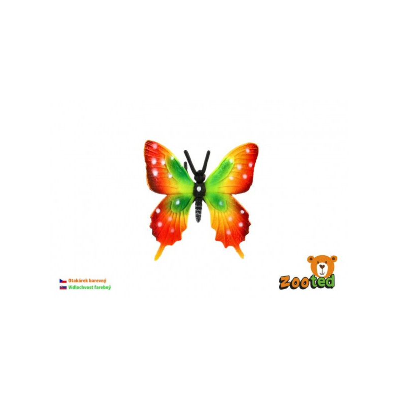 Motýľ tropický Papilio/vidlochvost farebný zooted plast 6cm v sáčku