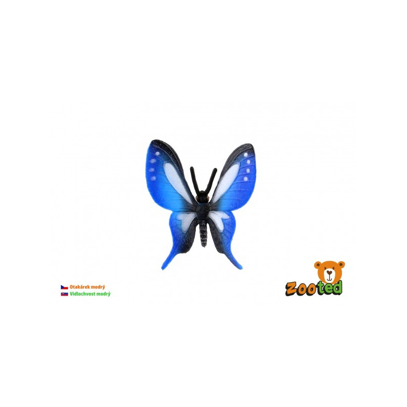 Motýľ tropický Papilio/vidlochvost modrý zooted plast 5cm v sáčku