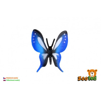 Motýľ tropický Papilio/vidlochvost modrý zooted plast 5cm v sáčku