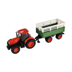 Traktor Zetor RC s vlekom plast 42cm 2,4GHz dobíjací pack + batéria so zvukom v krabici