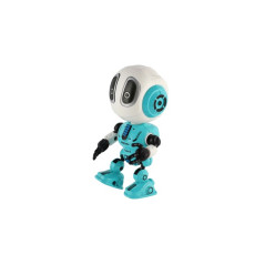 Robot ECHO opakujúce vety kovový 12cm modrý na batérie so zvukom so svetlom v krabičke 10,5x15x5,5cm