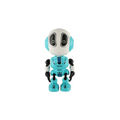 Robot ECHO opakujúce vety kovový 12cm modrý na batérie so zvukom so svetlom v krabičke 10,5x15x5,5cm