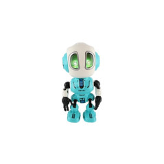 Robot ECHO opakujúce vety kovový 12cm modrý na batérie so zvukom so svetlom v krabičke 10,5x15x5,5cm