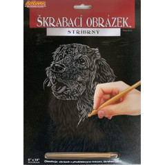 Škrabací obrázok strieborný zvieratko 20,3x25,4cm 3 druhy na karte