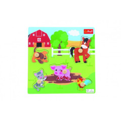 Vkladačka/Puzzle doskové obrysové zvieratká farma 22x22cm vo fólii 18m+