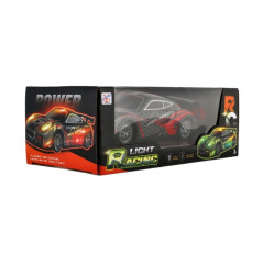 Auto RC závodné 27MHz plast RC 20cm na batérie so svetlom 3 farby v krabici 27x10x13cm