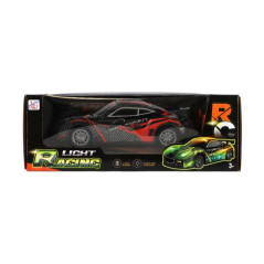 Auto RC závodné 27MHz plast RC 20cm na batérie so svetlom 3 farby v krabici 27x10x13cm