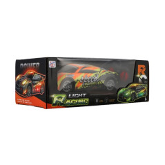 Auto RC závodné 27 MHz plast RC 20cm na batérie so svetlom 3 farby v krabici 27x10x13cm