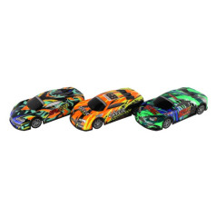 Auto RC závodné 27 MHz plast RC 20cm na batérie so svetlom 3 farby v krabici 27x10x13cm