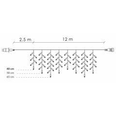 LED kvaple 14,5m, 300LED, časovač, IP44, teplá biela + záblesky