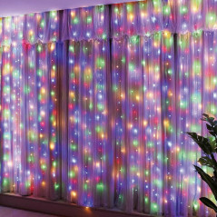 LED svetelný záves - 3x2m, 200LED, 8 funkcií, ovládač, USB, IP44, multicolor