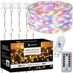 LED svetelný záves - 3x3m, 300LED, 8 funkcií, ovládač, USB, IP44, multicolor