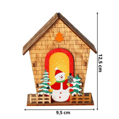 Drevený svietiaci domček 9,5x12,5 cm farebný, vianočná ozdoba