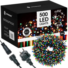 LED svetelná reťaz - 41,5m, 500LED, IP44, multicolor + záblesky