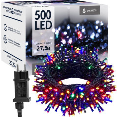 LED svetelná reťaz - 27,5m, 500LED, 8 funkcií, pamäť, IP44, multicolor