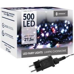 LED svetelná reťaz - 27,5m, 500LED, 8 funkcií, pamäť, IP44, multicolor