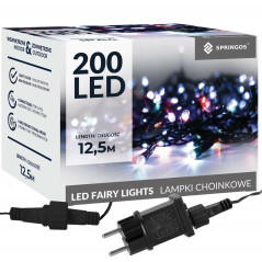 LED svetelná reťaz - 12,5m, 200LED, 8 funkcií, pamäť, IP44, multicolor