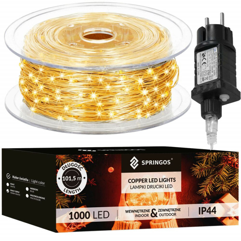 LED reťaz Nano - 100m, 1000LED, 8 funkcií, pamäť, IP44, teplá biela