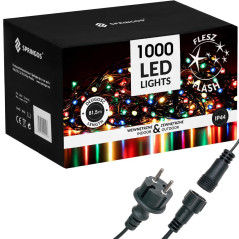 LED svetelná reťaz - 81,5m, 1000LED, IP44, multicolor + záblesky