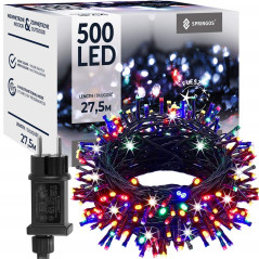 LED svetelná reťaz - 27,5m, 500LED, IP44, multicolor + záblesky