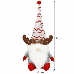 Škriatok GNOM s hnedými parohmi 50cm, vianočné dekorácie