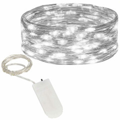 LED reťaz Nano - 2m, 20LED, 2xCR2032, studená biela