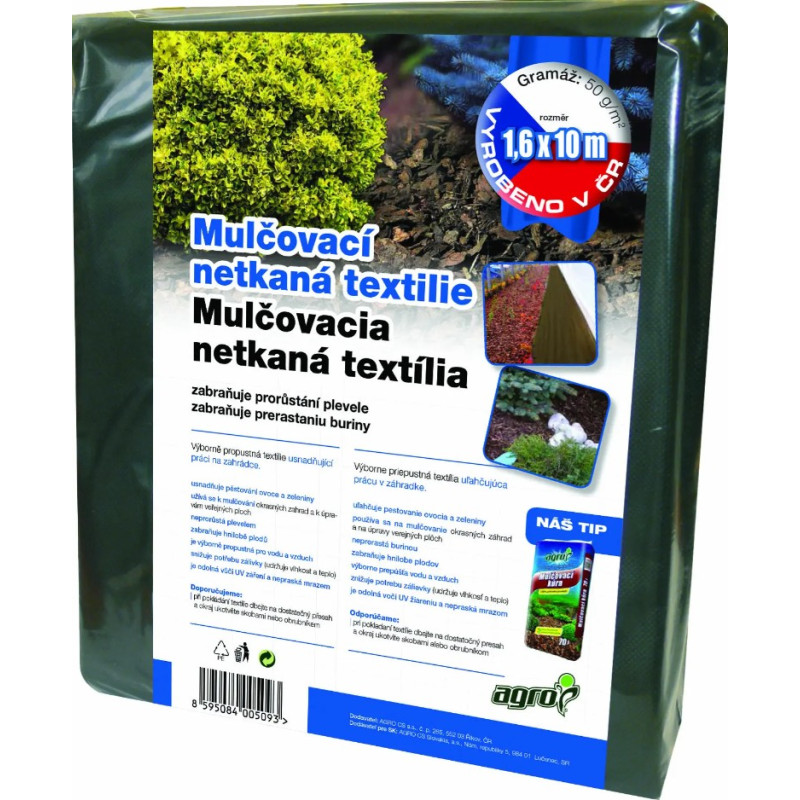 Mulčovacia netkaná textília 50 g, čierna, 3,2x10 m