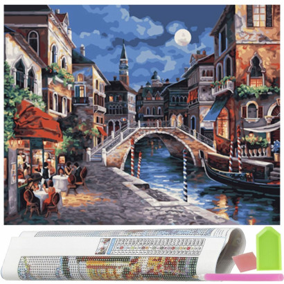 Diamantové maľovanie Benátky v noci 40x30 cm Diamantové maľovanie Benátky v noci 40x30 cm
