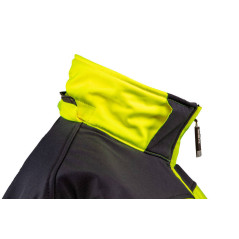 Pracovná bunda výstražná, softshell s kapucňou, žltá, veľkosť XL