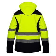 Pracovná bunda výstražná, softshell s kapucňou, žltá, veľkosť XL