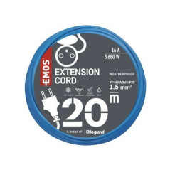 Špeciálny predlžovací kábel 1,5mm2 Weatherproof IP44, 20 m, modrý