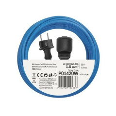 Špeciálny predlžovací kábel 1,5mm2 Weatherproof IP44, 20 m, modrý