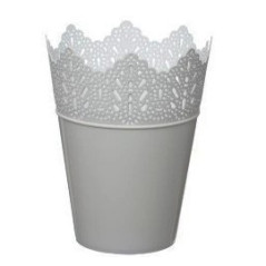 Plastový obal na kvetináč Korunka 16,5x22 cm strieborný