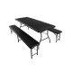 Záhradný rozkladací set stôl a dve lavice 180 cm, čierny