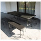 Záhradný rozkladací set stôl a dve lavice 180 cm, čierny