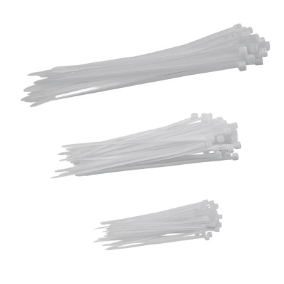 Sťahovacie pásky plastové 100/150/200 mm, biele, 3x 25 ks Sťahovacie pásky plastové 100/150/200 mm, biele, 3x 25 ks