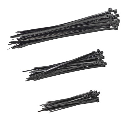 Sťahovacie pásky plastové 100/150/200 mm, čierne, 3x 25 ks Sťahovacie pásky plastové 100/150/200 mm, čierne, 3x 25 ks
