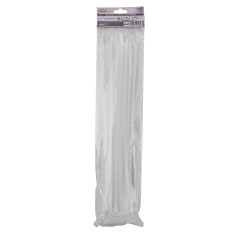 Sťahovacie pásky plastové 7,6x450 mm, biele, 50 ks